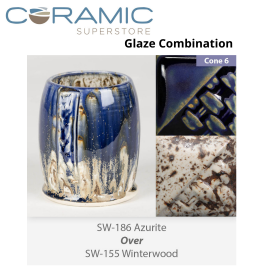 Azurite SW-186 over Winter Wood SW-155 Stoneware Combination Azurite SW-186 over Winter Wood SW-155 Stoneware Combination